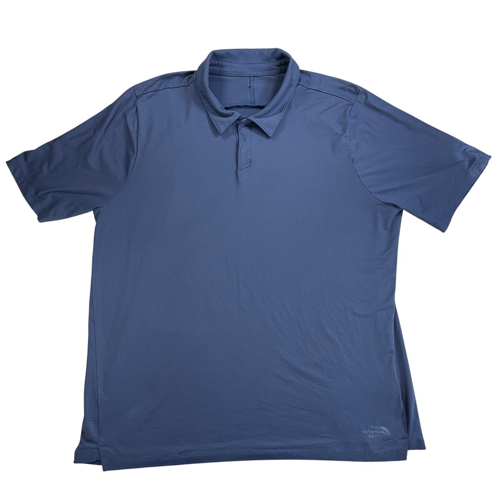 The North Face Dune Sky FlashDry Short Sleeve Polo Mens XL Blue Hiking Active